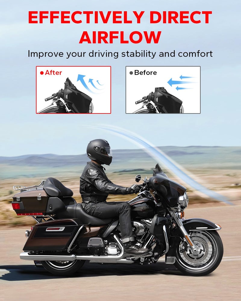 Amazicha Black 4.5" Wave Windshield Windscreen Compatible for Harley Davidson Touring Electra Glide Street Glide 2014 2015 2016 2017 2018 2019 2020 2021 2022 2023 - Image 3